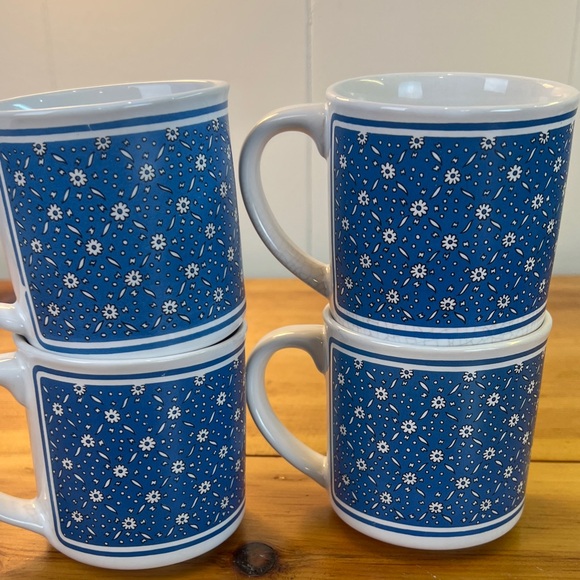 Blue Farm Animal Mug Set of 4  JSNY Country Calico Ceramic - Picture 2 of 8